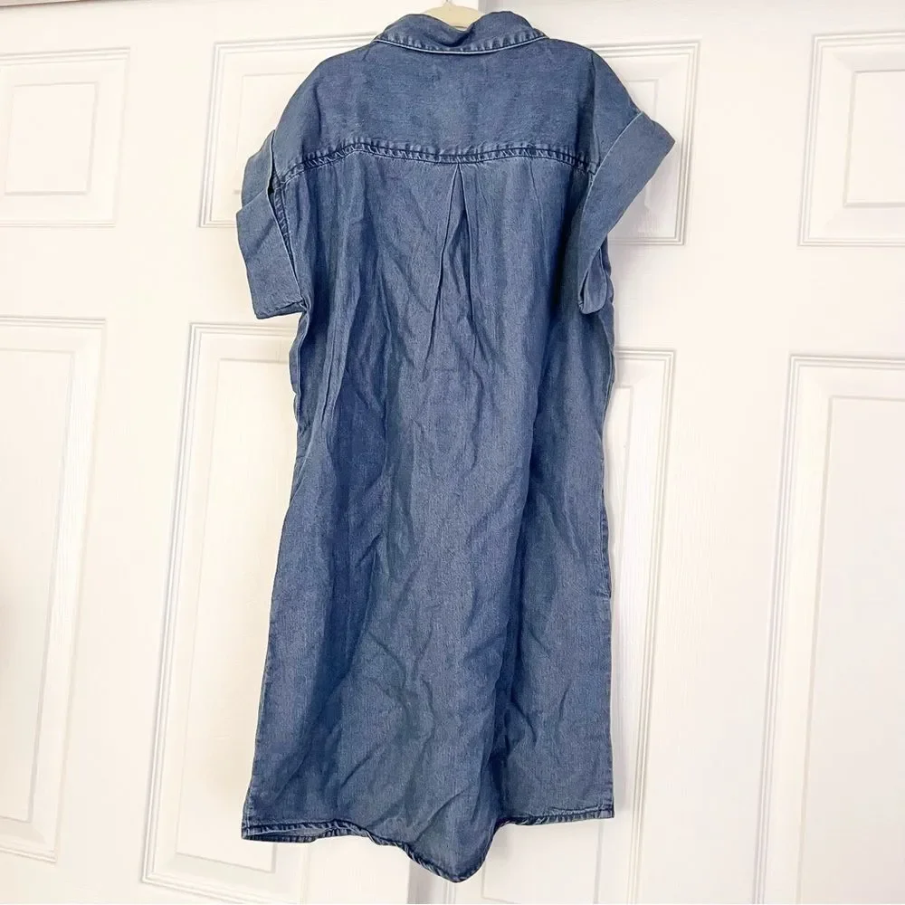 Silver Jeans  Co Dark Blue Denim Shirt Dress Girls Medium 10/12 NEW MSRP $47
